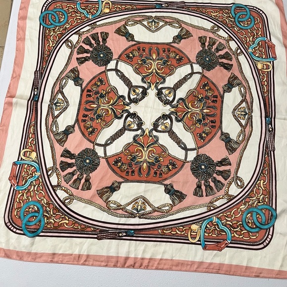 VINTAGE Tassel &Rope silk Scarf PINK,turquoise white
SQUAR SILK SCARF 27X27 - Picture 3 of 8